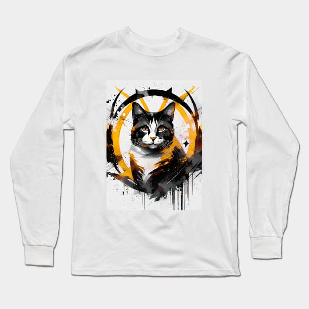 Cat Portrait: Lord Whiskerfield: Sovereign of Shadows Long Sleeve T-Shirt by KittyKanvas Creations